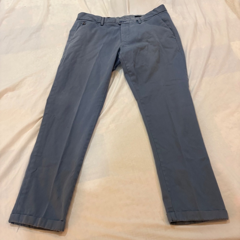 Rare Rabbit Style-Appy Mens Blue Grey Slim Fit Cuffed Chino Pants Size 34